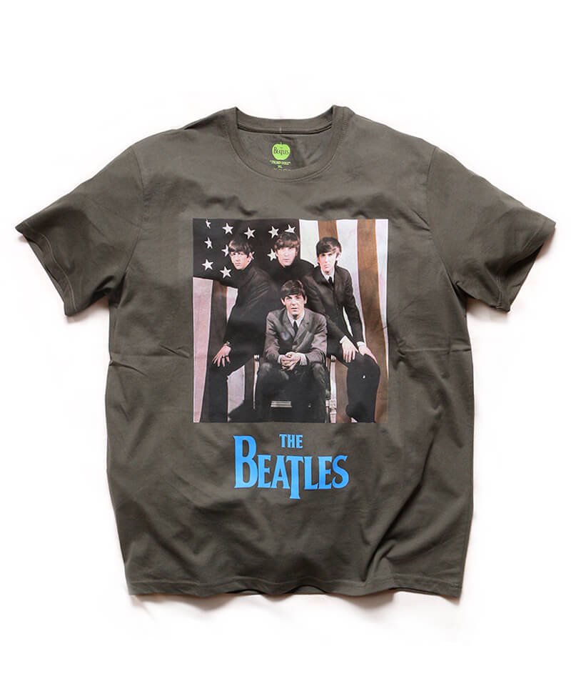 Official Artist Goods / ХTʤ  THE BEATLES / ӡȥ륺US FLAG PHOTO T-SHIRT (OLIVE GREEN) ʲ