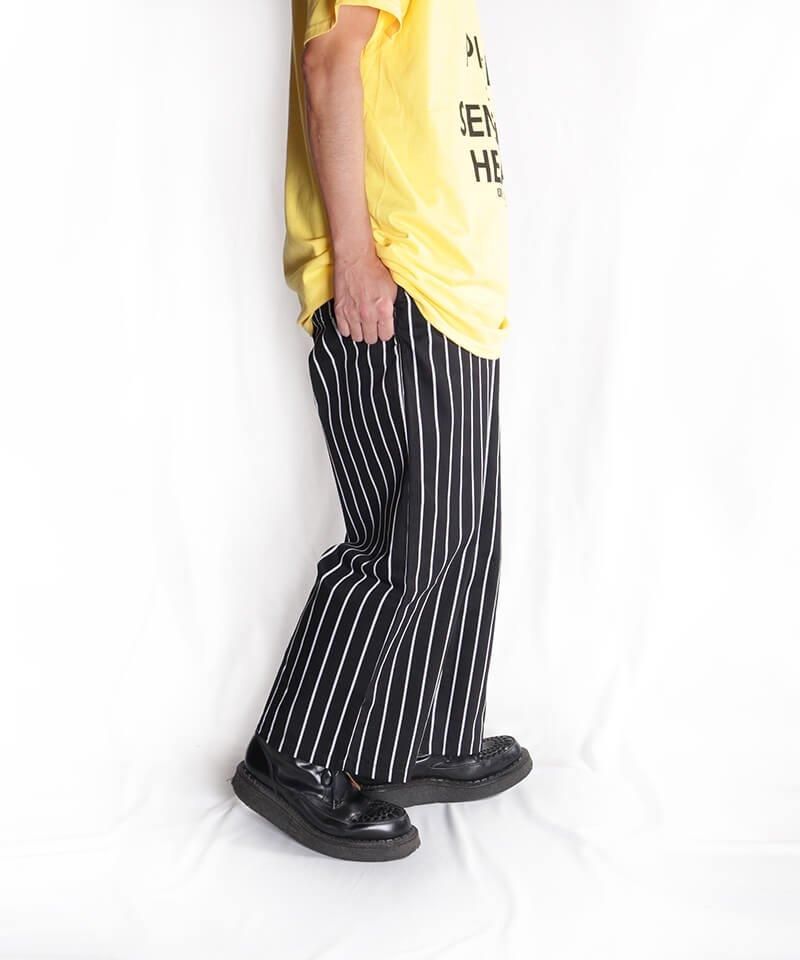 COOKMAN / クックマン【 WIDE CHEF PANTS STRIPE (BLACK COOKMAN / クックマン【 WIDE CHEF PANTS STRIPE (BLACK