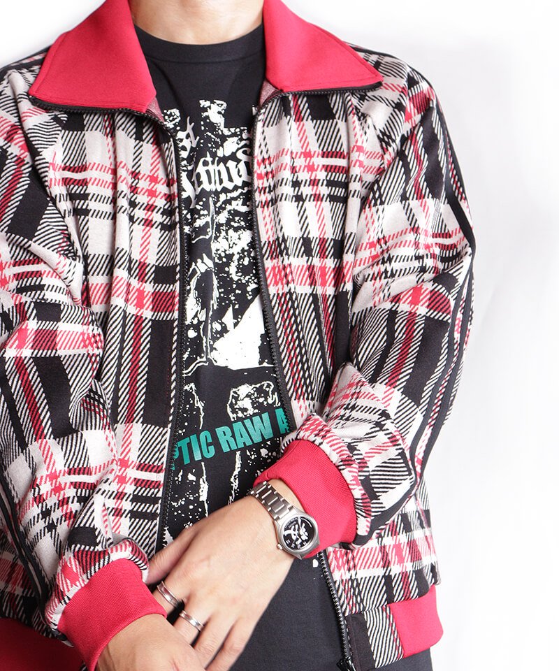 RALEIGH / ラリー (RED MOTEL / レッドモーテル)【 “The JUBILEE CROWN (Britpop Is Dead)”  TARTAN CHECK TRACK JACKET (RED) 】- SIDEMILITIA inc.の通販サイト