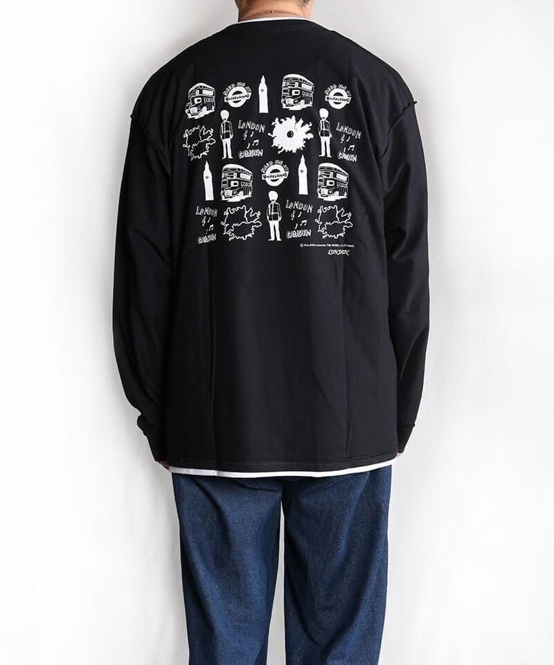 RALEIGH / ꡼RED MOTEL / åɥ⡼ƥ áLONDON SOUVENIR SHOP INSIDE-OUT LAYERED L/S T-SHIRTS (BLACKxWHITE)ʲ15