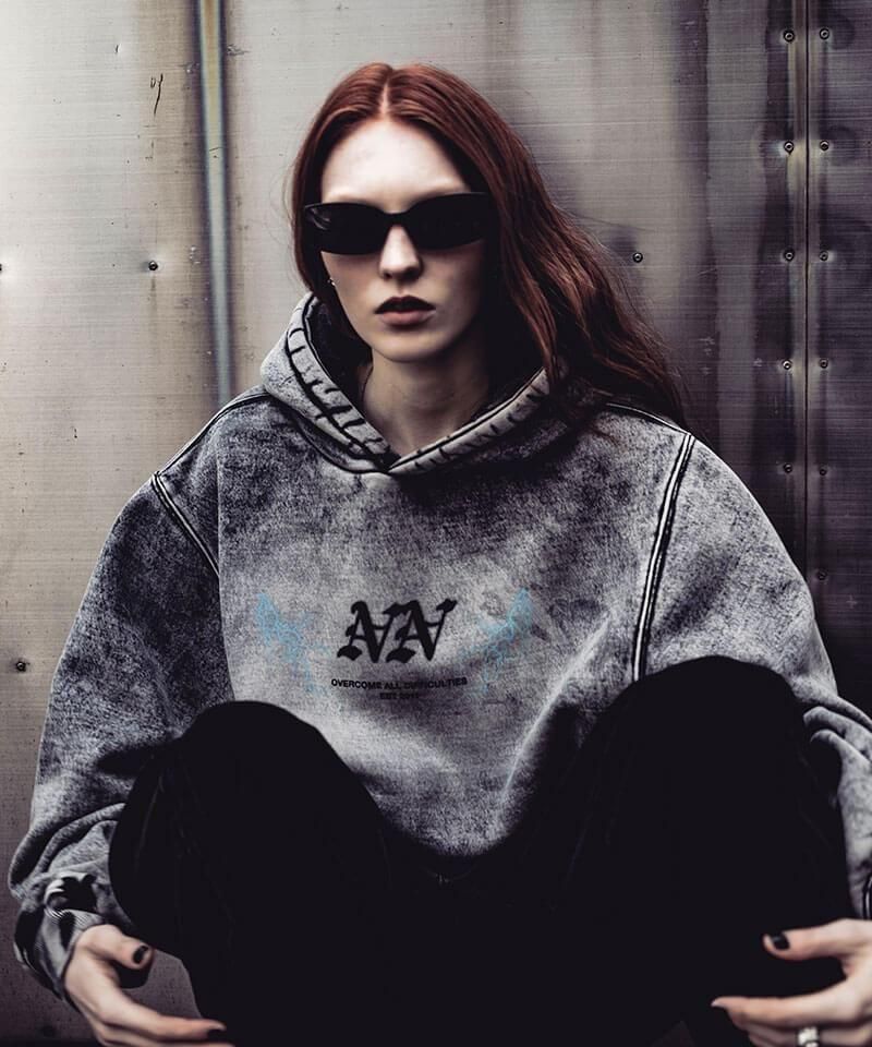 ミュージシャン NIL DUE / NIL UN Faded Bleach Hoodie NIL DUE / NIL UN TOKYO / FADED BLEACH HOODIE (ASH