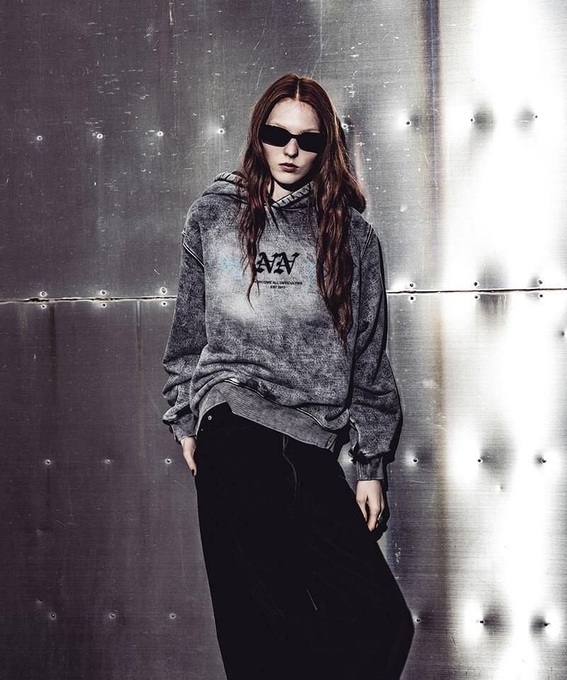 ミュージシャン NIL DUE / NIL UN Faded Bleach Hoodie NIL DUE / NIL UN TOKYO / FADED BLEACH HOODIE (ASH