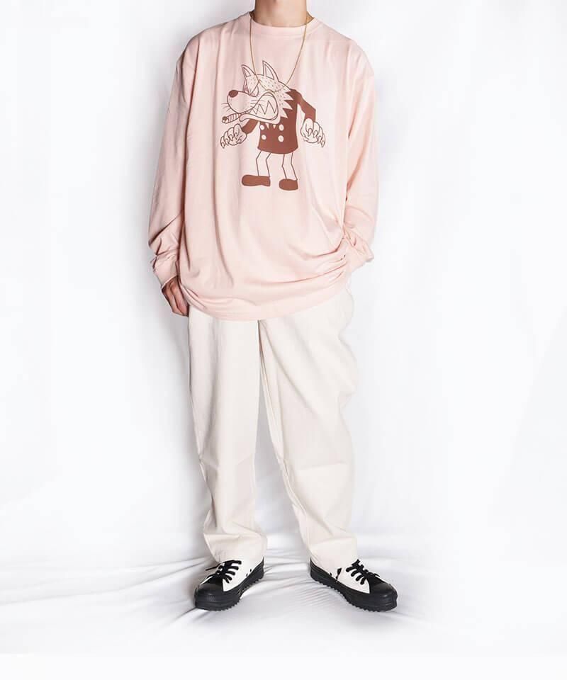 OTHER BRAND / ¾֥ Canary / ʥ꡼LARRY THE WOLF MAN LONG SLEEVE T-SHIRT (OFF PINK)ʲ10