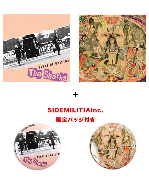 Official Artist Goods / バンドTなど ｜ THE SHARKS＋THE MIDWEST BEAT×SIDEMILITIA inc.　 PUNKS OF BRIXTON＋GONE NOT LOST＋Badge SET　商品画像