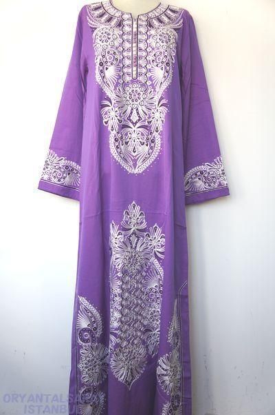 ガラベーヤ 薄いパープル×刺繍 ガラベーヤ 薄いパープル×刺繍