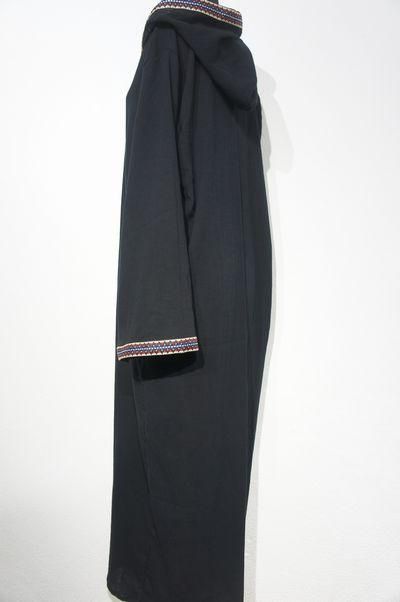 フード付き前開きアラトュルカ縁取りガラベーヤ クリームブルー