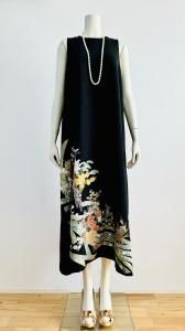 着物リメイクワンピース3499 SOLD 着物リメイク ワンピース 紬 M〜L ワンピース さらあお