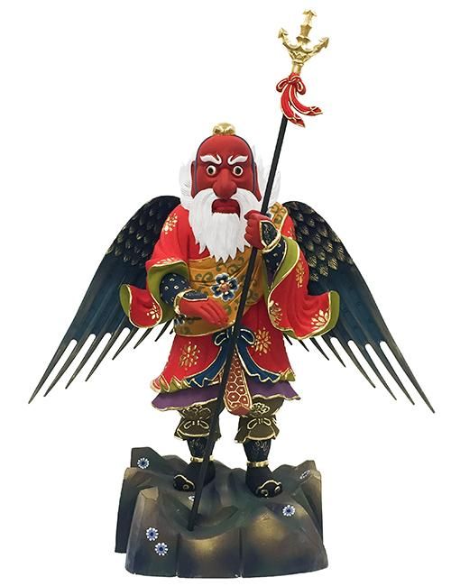 鞍馬山魔王大僧正 濃彩切金仕上 総高36cm 身丈9寸