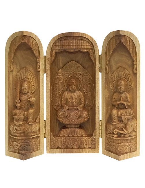 小型三開仏 釈迦三尊像（釈迦如来、普賢菩薩・普賢菩薩）- 仏像販売のブッタガヤ