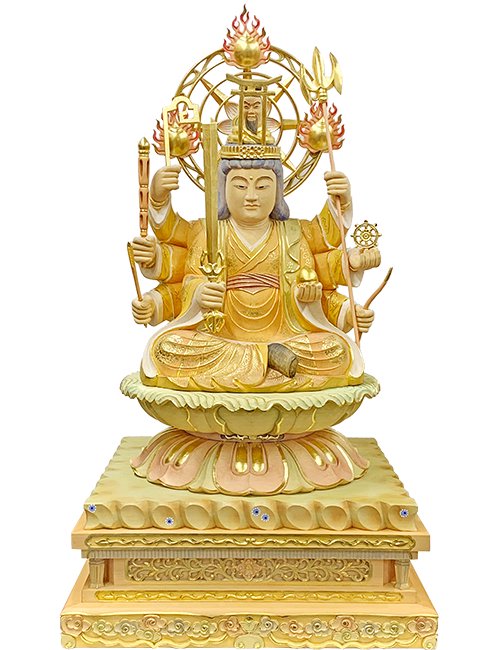 仏像 蛇神（金蛇）8cm 桧木彩色 - 美術、工芸品