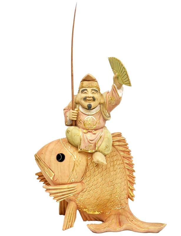 銅製 鯛 乗り 恵比寿 吉祥 縁起物 33cmx16cm 時代物(A193) 銅製 鯛 乗り 恵比寿 吉祥 縁起物 33cmx16cm 時代物(A193)