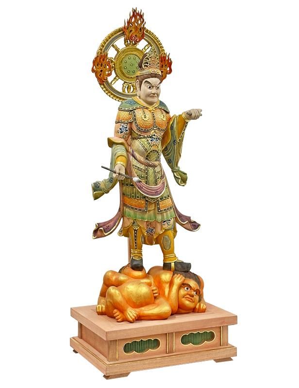 四天王 淡彩切金仕上 総高85cm 身丈15寸