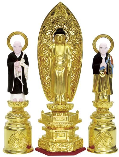 法然上人立像・善導大師立像 4.5寸 木彫 仏像