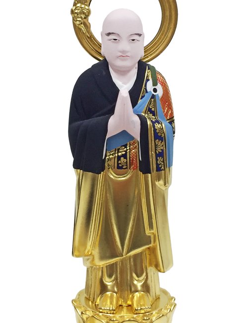 仏像 両大師 法然上人 善導大師 樟 楠 クス 3.5寸 - 仏像