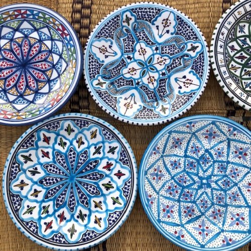 平皿 手描き陶器 地中海陶器 - チュニジア雑貨と北アフリカ物産 ダール ...