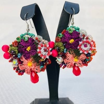 オカッパラバー ピアス リング 刺繍 陶器 陶器ピアスの通販