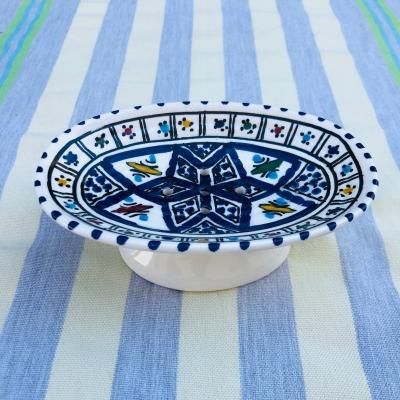 石鹸置き ソープディッシュ 手描き陶器 - チュニジア雑貨と北アフリカ