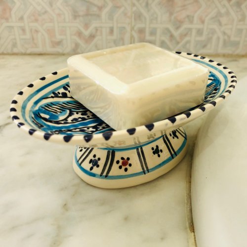 石鹸置き　ソープディッシュ　手描き陶器 - チュニジア雑貨と北アフリカ物産　　ダール・ヤスミン