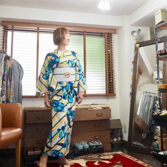 モダン着物小物梅屋　セオアルファ　ポリエステル　浴衣　夜空　Lサイズ セオ・アルファプレタ浴衣【夜空】ブライト S - モダン着物小物 梅屋