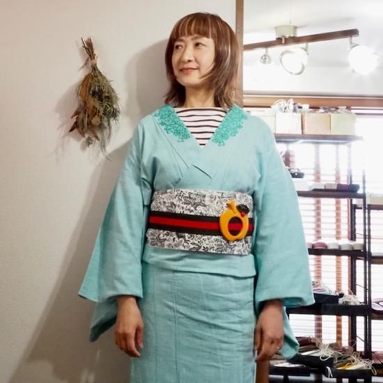 朝のかがやき＊単衣＊朝顔 水色 ターコイズブルー 壺たれ 花