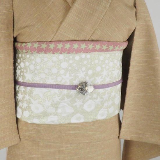 梅屋×博多織4way兵児帯【レオパードスター】ホワイト×ゴールド