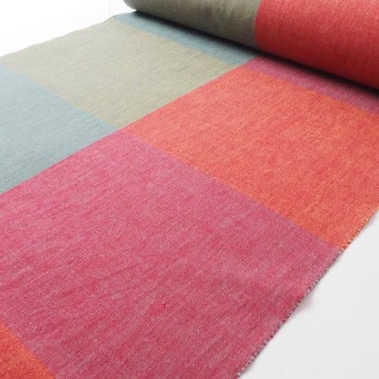 伊勢木綿 反物【2列ブロックチェック】レッド×ダスティ - モダン