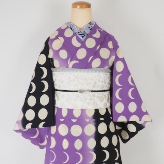 梅屋×丸久商店【注染 浴衣反物 刷毛目紬】ムーンフェイズ