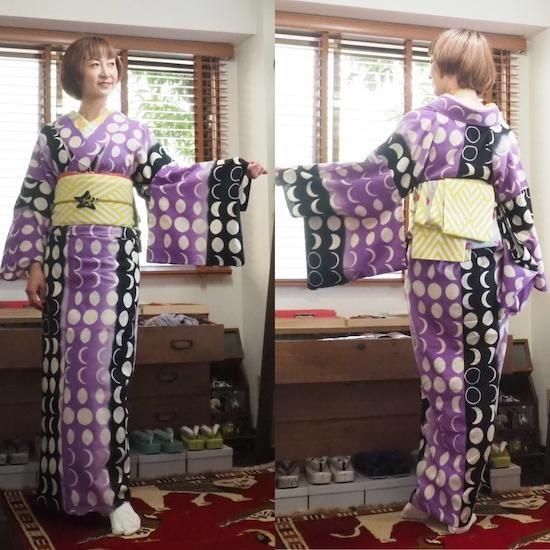梅屋×丸久商店【注染 浴衣反物 刷毛目紬】ムーンフェイズ