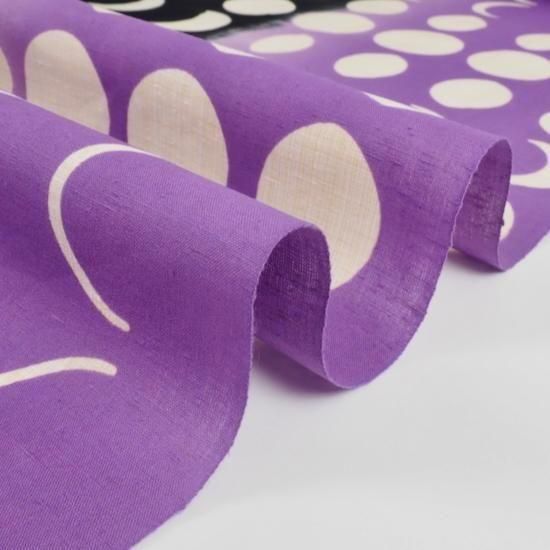 梅屋×丸久商店【注染 浴衣反物 刷毛目紬】ムーンフェイズ