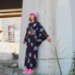 竺仙【注染 浴衣反物 綿紬】鷹の羽 - モダン着物小物 梅屋