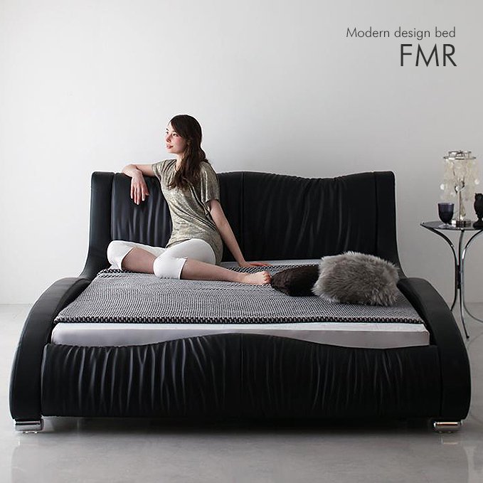 スーパーソフトレザー・ラグジュアリーデザイン流線型ベッド【FMR】（コンパクトサイズ）