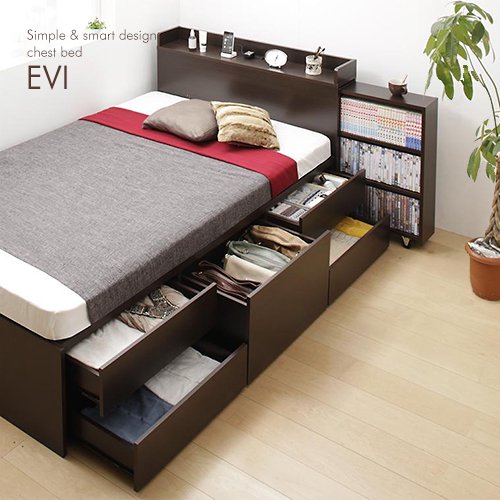 本棚付き大容量収納チェストベッド【EVI】 - おしゃれなインテリア家具
