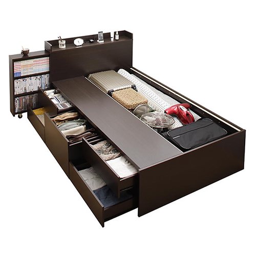 本棚付き大容量収納チェストベッド【EVI】 - おしゃれなインテリア家具