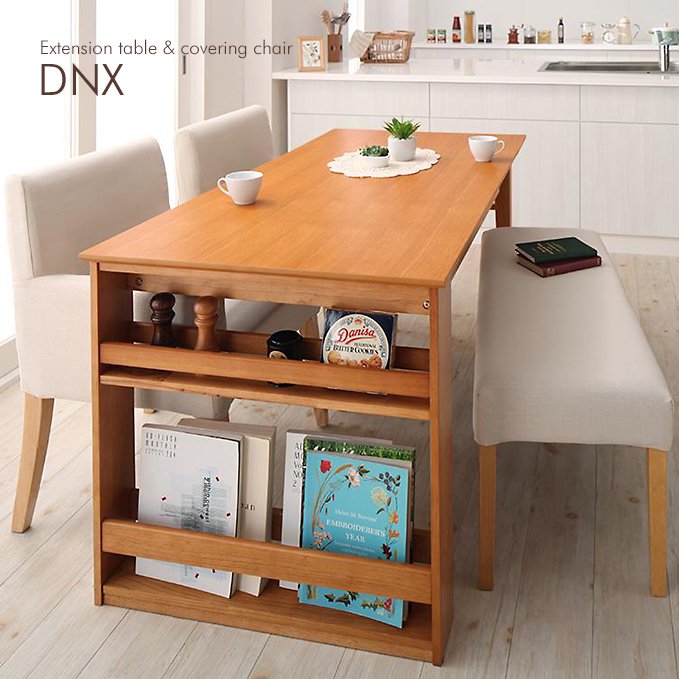棚付きエクステンションダイニングテーブルセット【DNX】4点セット - おしゃれなインテリア家具ショップCCmart7