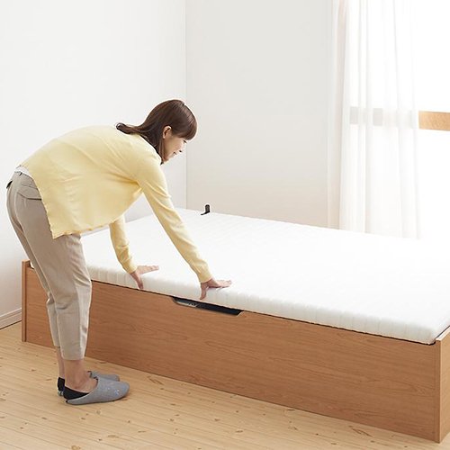 通気性のある床板！ヘッドボードレス跳ね上げ式大容量収納ベッド【NMS】（横開き） 【7】