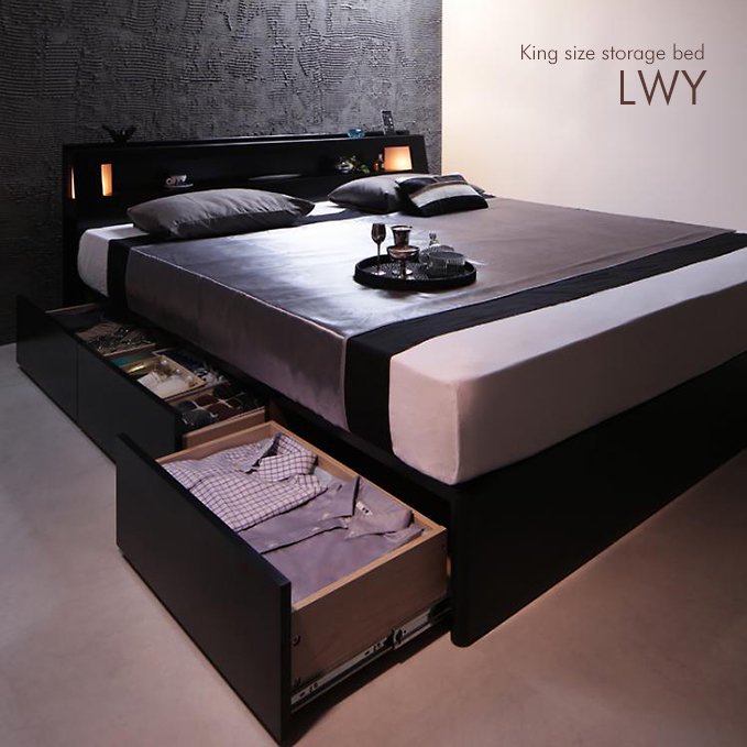 大型収納ベッド【LWY】（キングサイズ） - おしゃれなインテリア家具