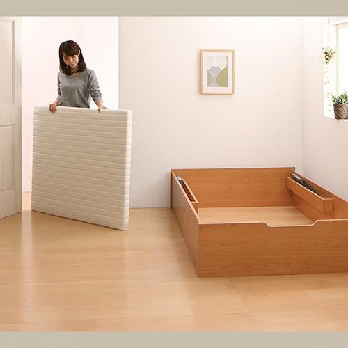 搬入しやすい分割式床板！大容量収納跳ね上げ式ベッド【FRG】 【3】
