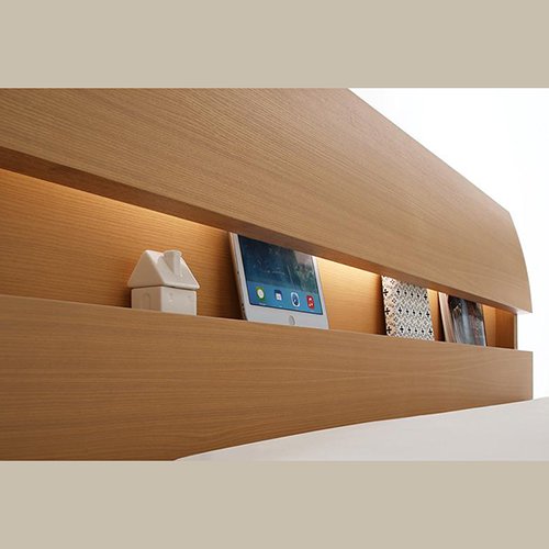 おしゃれな棚式ヘッドボード付きデザインベッド【HMT】（床板＝すのこタイプ） 【6】