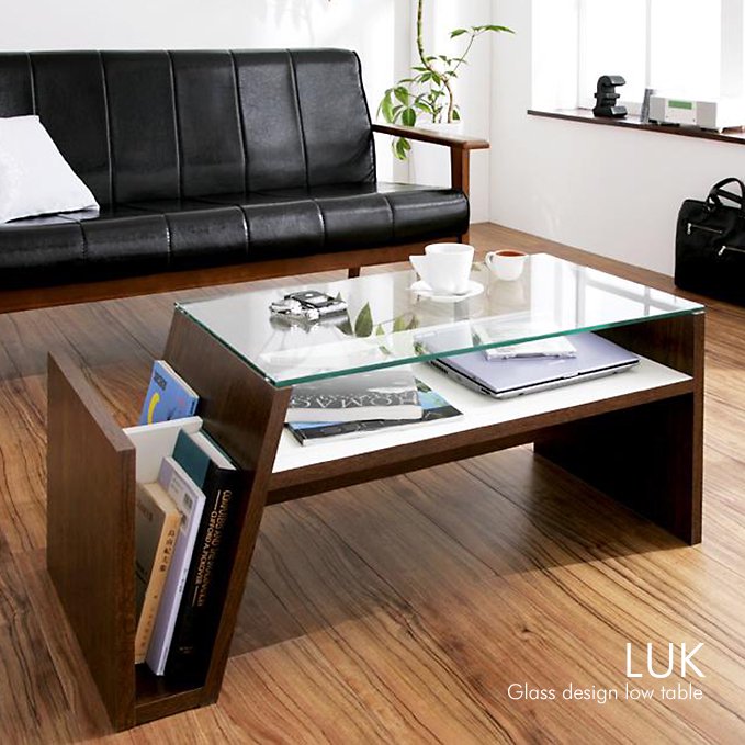 デザインラック付きガラスローテーブル【LUK】 - おしゃれなインテリア家具ショップCCmart7