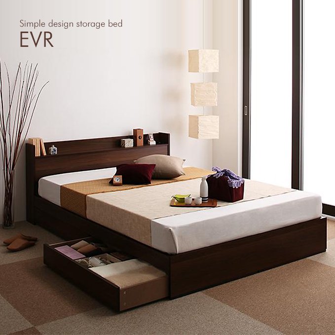 宮棚ヘッドボード＆コンセント付き収納ベッド【EVR】 - おしゃれなインテリア家具ショップCCmart7