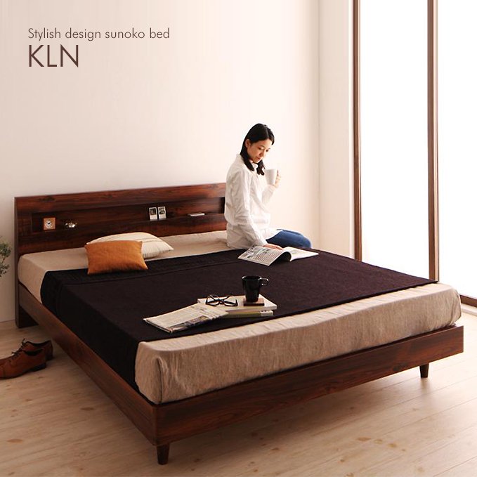 北欧ヴィンテージデザインすのこベッド【KLN】（ダブル・クイーン