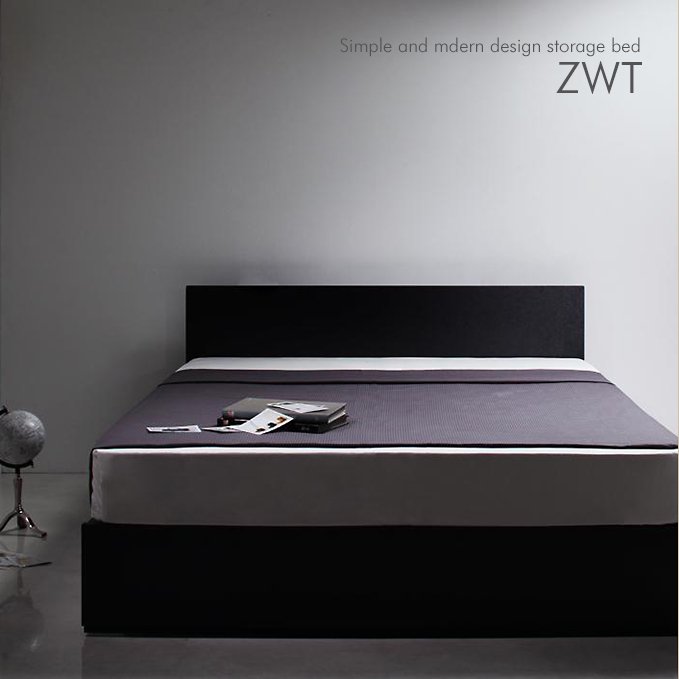シンプル ブラックデザイン収納付きベッド Zwt おしゃれなインテリア家具ショップccmart7