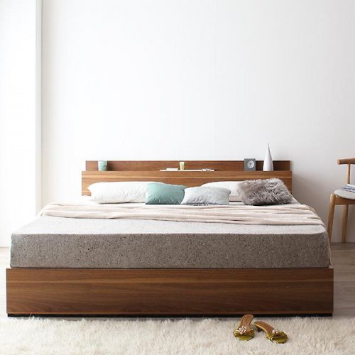 美しいウォールナットデザイン！ゆったり寝られるクイーンサイズ収納付きベッド 【MNT】 【2】