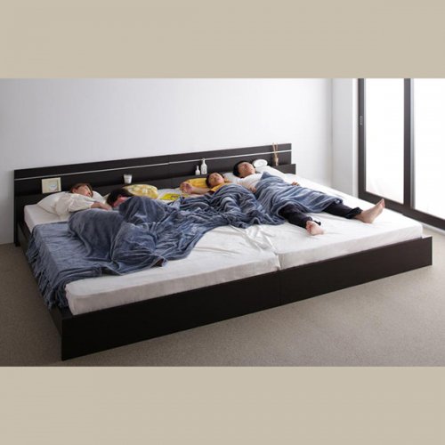 家族みんなで寝られる大型サイズ！棚＆照明付き連結式ベッド【JES】 【2】