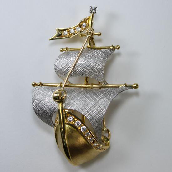 帆船型ブローチ67482266 - 浜松市　真珠・ダイヤモンド・宝石ネットショップ 創業大正十五年 設立1998年