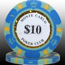 モンテカルロ・ポーカーチップ＜１０＞青 ２５枚セット - トランプ通販 