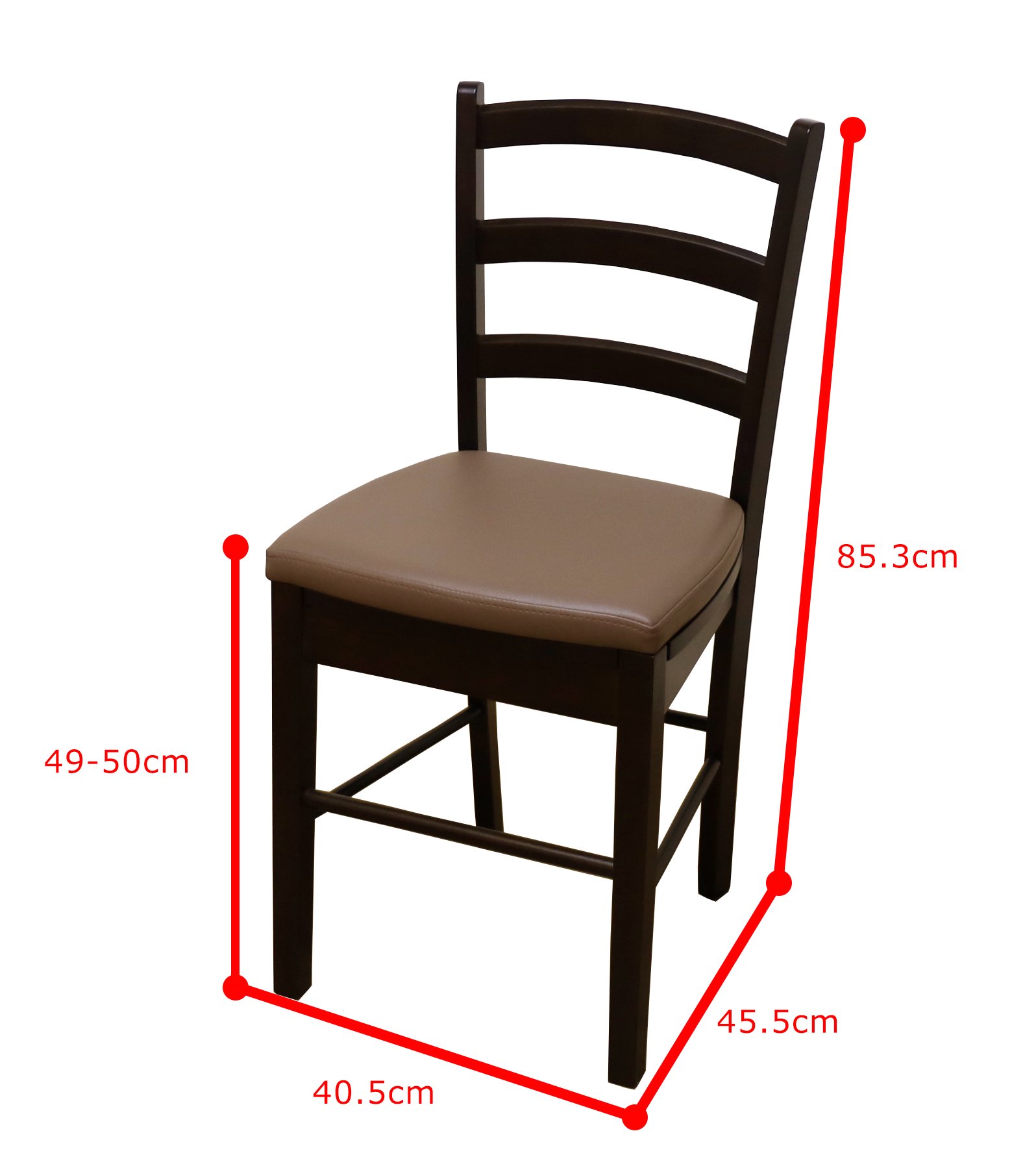 座面高50cm 木製チェア 業務用軽い椅子 こげ茶色 店舗用 座面高50cm