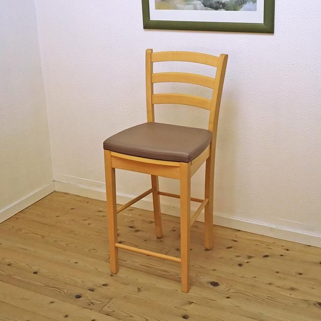 木製カウンターチェア 座面高65cm CCK0408NA(ビーチ色) 店舗 軽量椅子