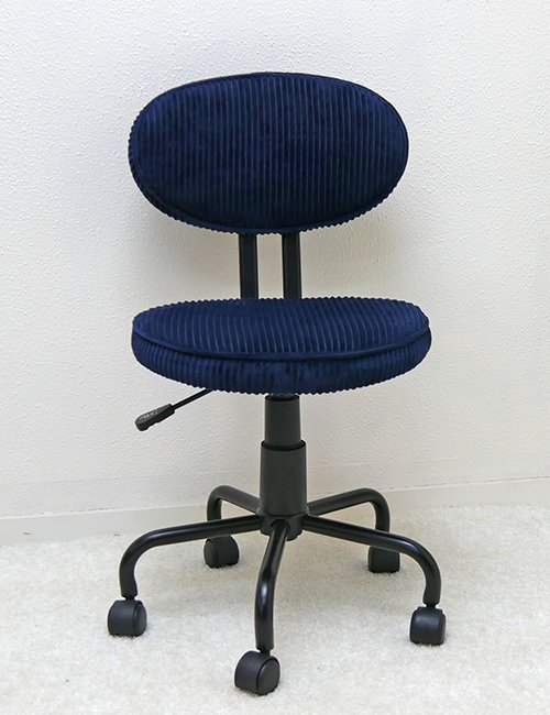 コンパクトでオシャレなオフィスチェア 店舗用イス 小さく狭い場所でも使える回転式キャスター付チェア 昇降チェア ブルー色 座面高 48～58cm -  椅子屋
