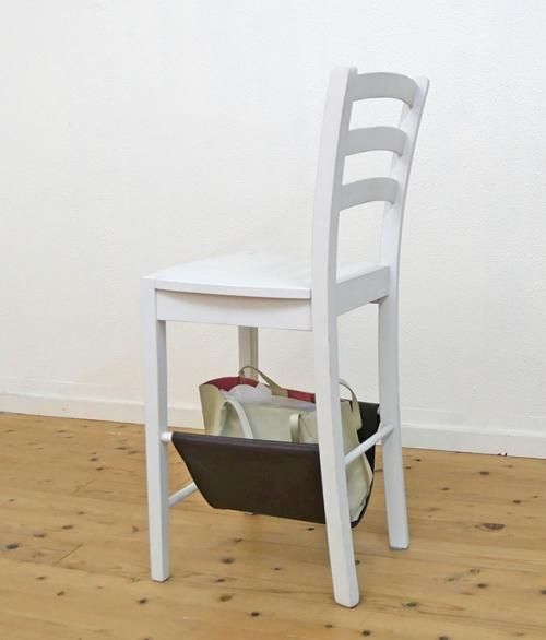 【美品】カウンターテーブル（チェア付）　白色 木製カウンターチェア 荷物置き付 CCK408 ホワイト色（白色） 座